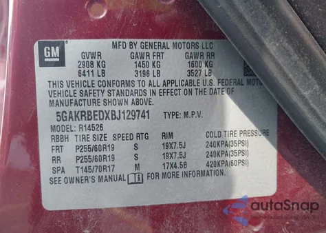 2011 Buick Enclave 1Xl z USA, uszkodzony, nr VIN 5GAKRBEDXBJ129741